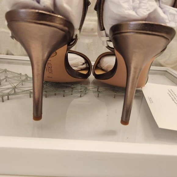 Ralph Lauren " Gwen" Metallic Nappa Leather Gold Heeled Sandals. NIB. Size 11 - Picture 8 of 13